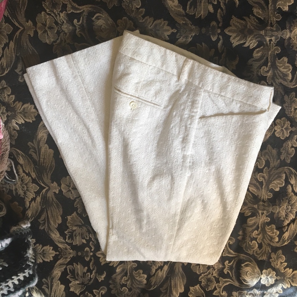Express patterned white pants